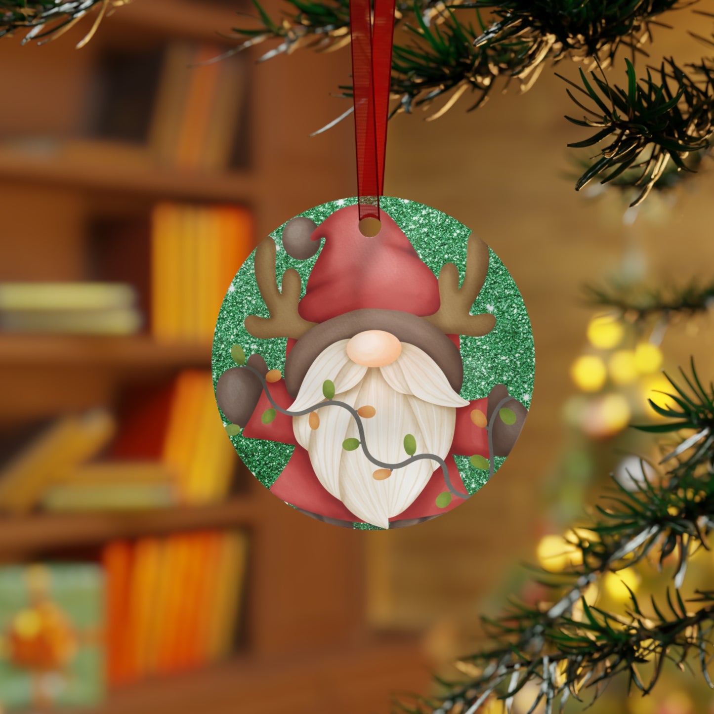 Gnome Merry Christmas Metal Ornaments