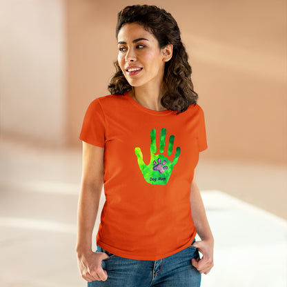 Dog Mom Hand and Paw - Women's Midweight Cotton Tee