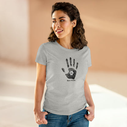 Best Friend, hand and paw - Women's Midweight Cotton Tee