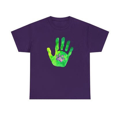 Handprint with Dog Paw - Unisex Heavy Cotton Tee