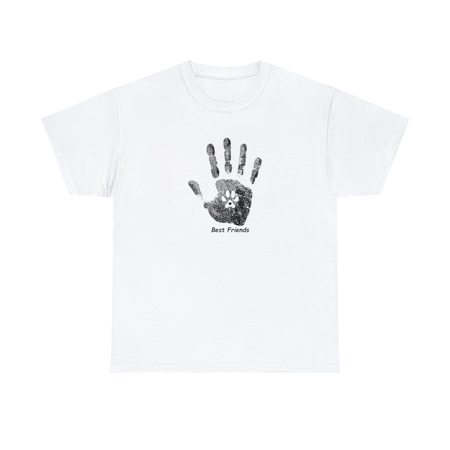 Handprint and Dog Paw - Best Friend - Unisex Heavy Cotton Tee