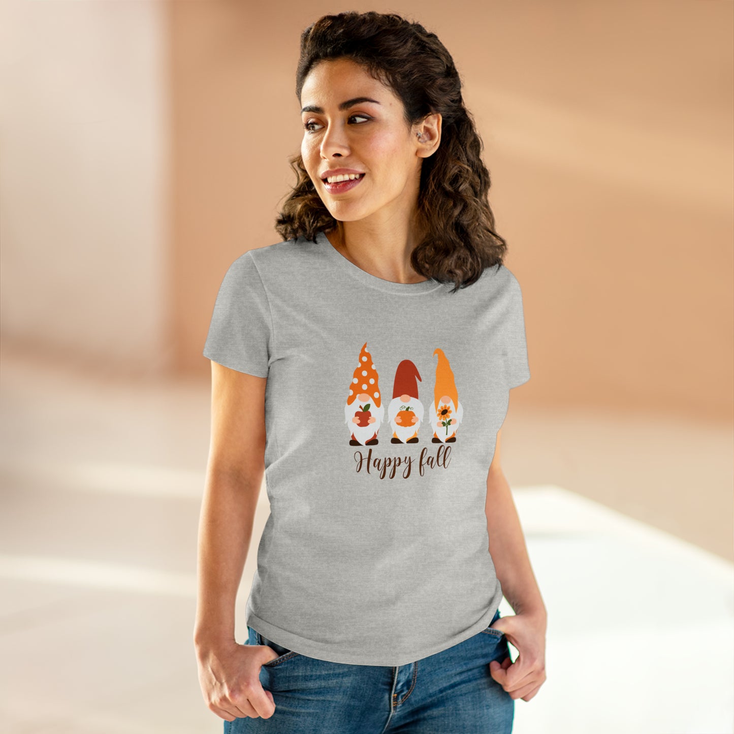 Happy Fall Gnomes - Women's Midweight Cotton Tee