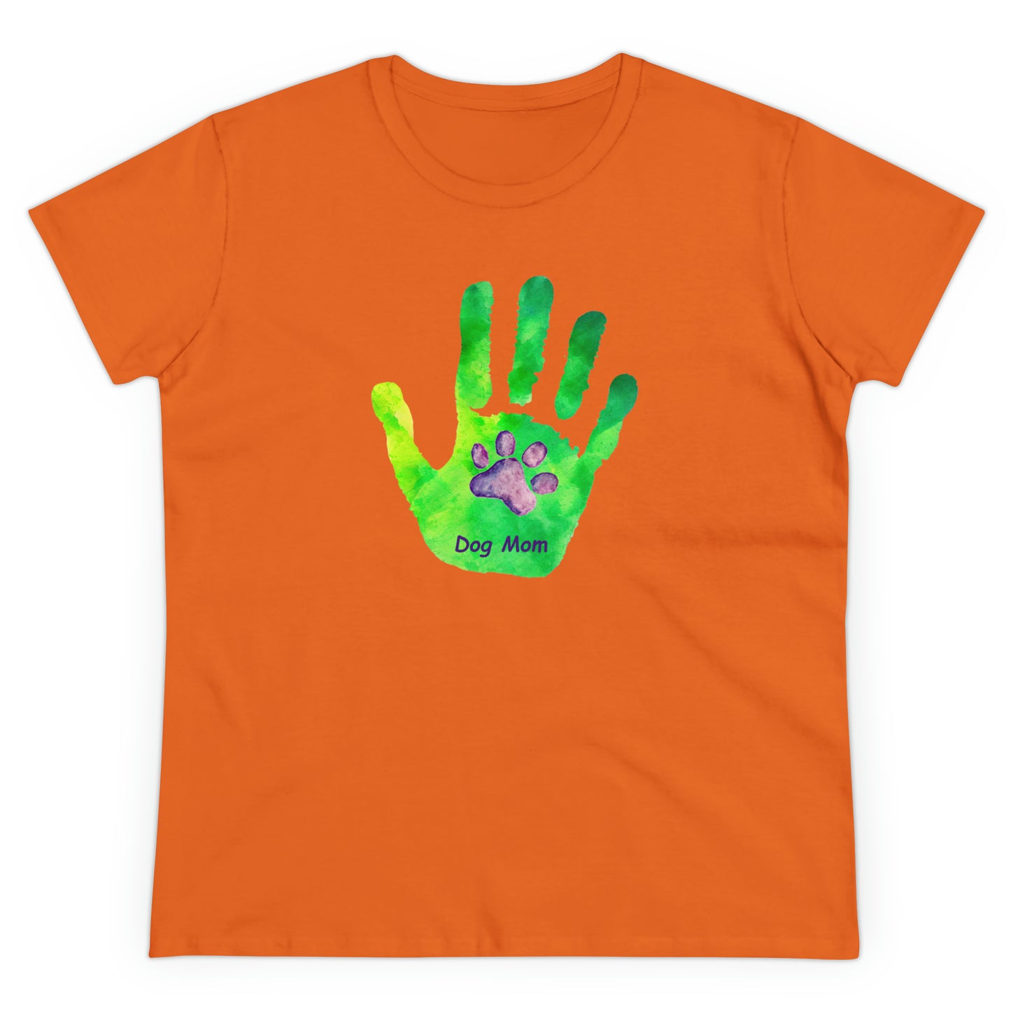 Dog Mom Hand and Paw - Women's Midweight Cotton Tee