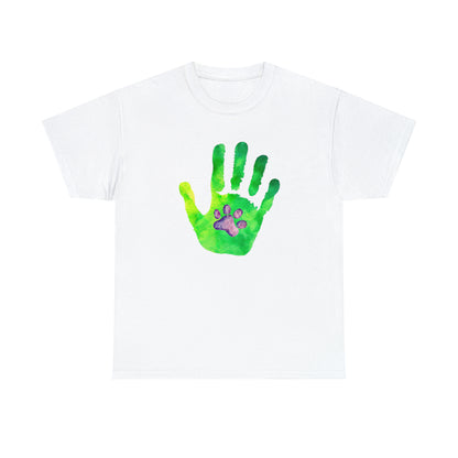 Handprint with Dog Paw - Unisex Heavy Cotton Tee