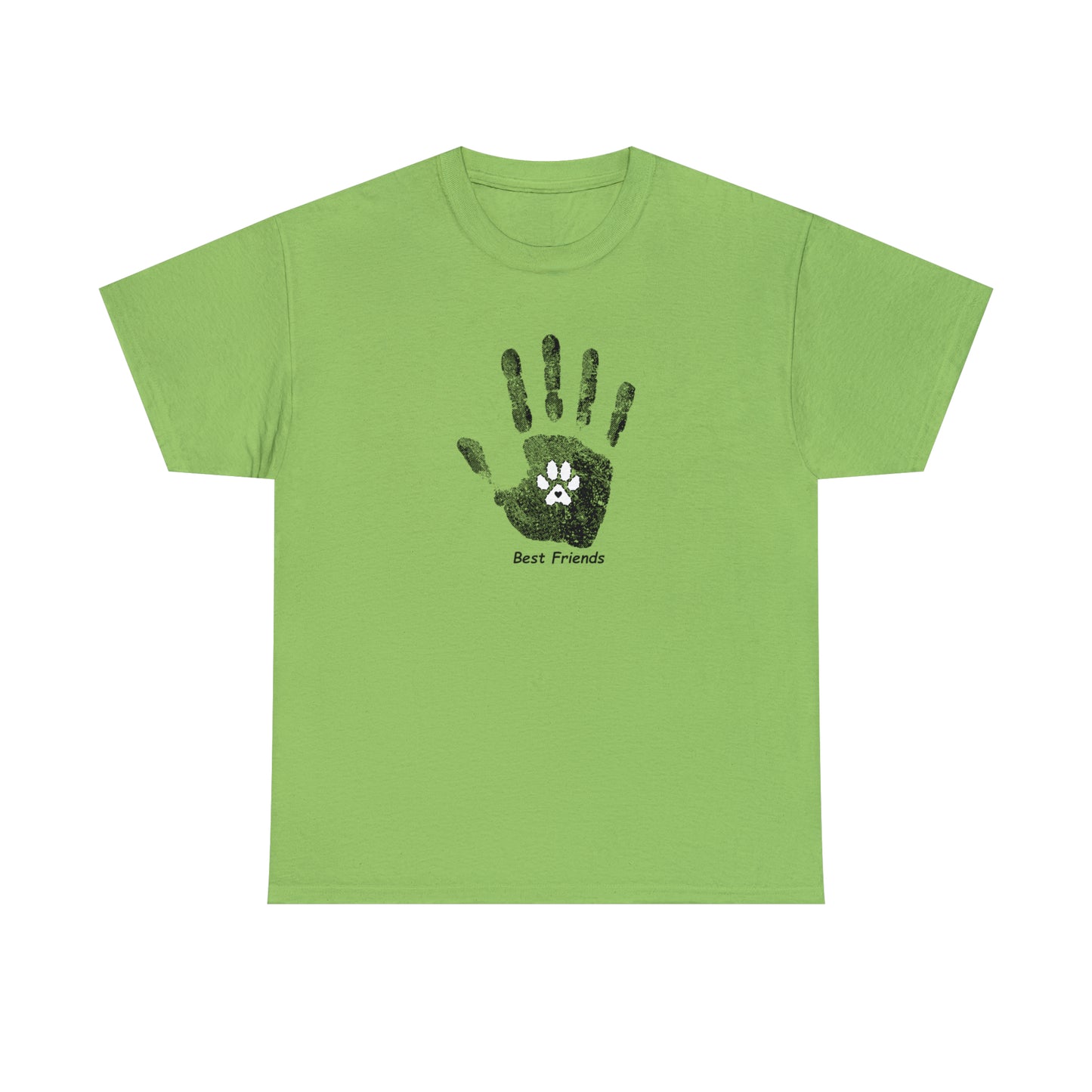 Handprint and Dog Paw - Best Friend - Unisex Heavy Cotton Tee