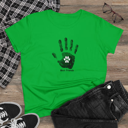 Best Friend, hand and paw - Women's Midweight Cotton Tee