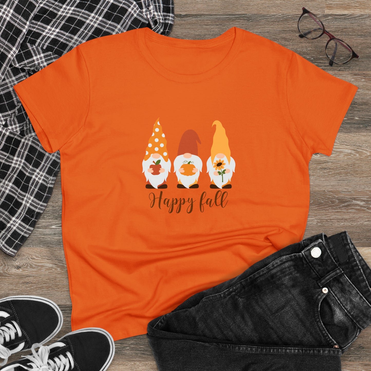 Happy Fall Gnomes - Women's Midweight Cotton Tee