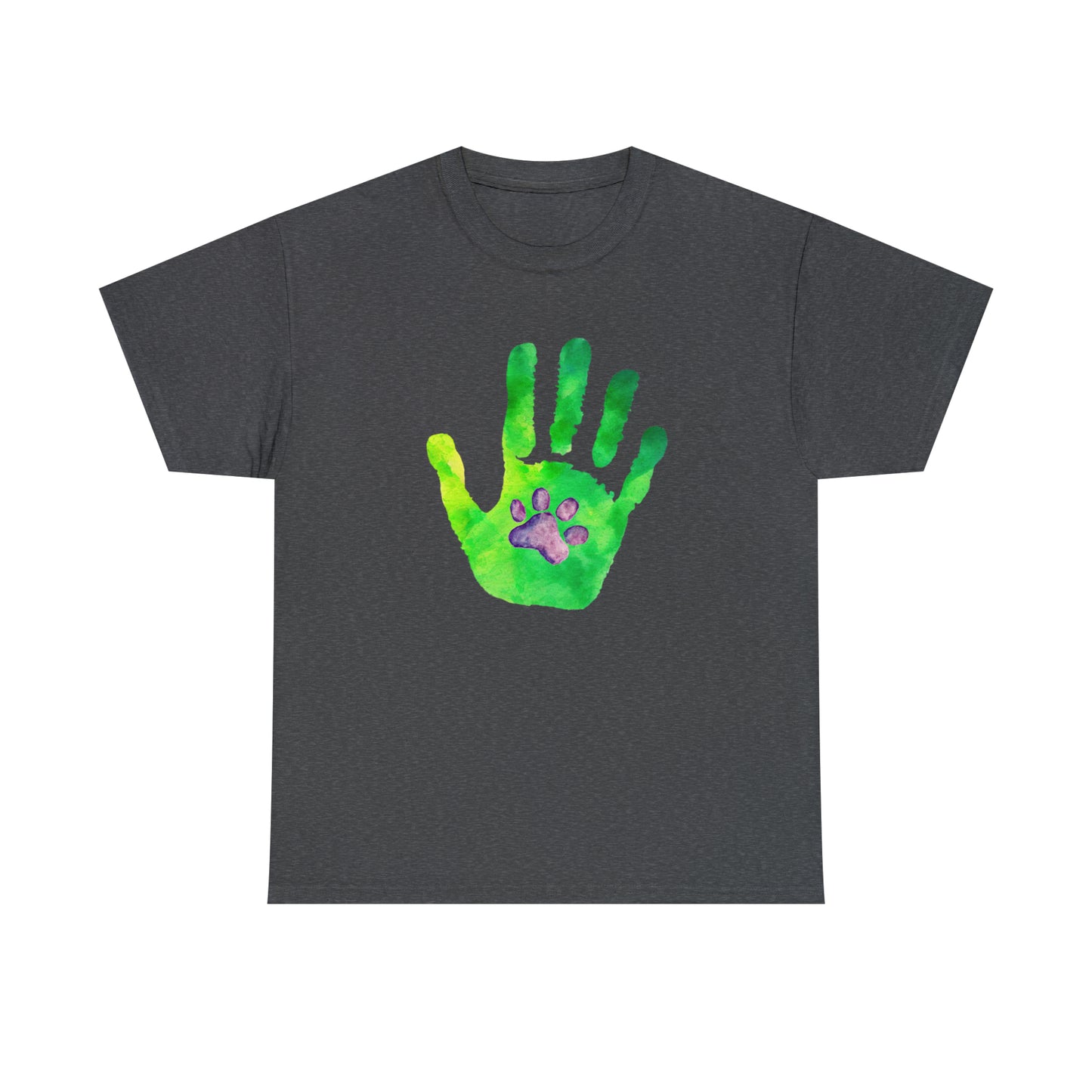 Handprint with Dog Paw - Unisex Heavy Cotton Tee