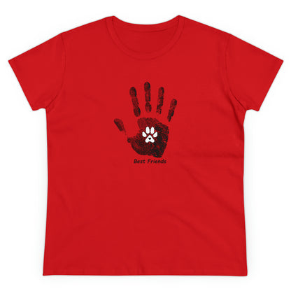 Best Friend, hand and paw - Women's Midweight Cotton Tee