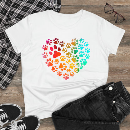 Heart Paws, Women's Midweight Cotton Tee