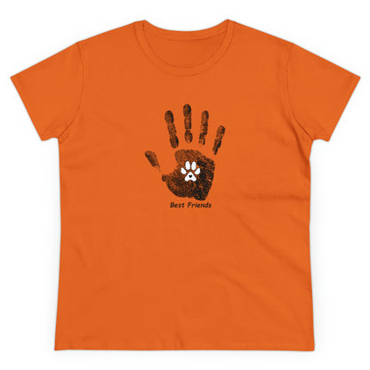 Best Friend, hand and paw - Women's Midweight Cotton Tee