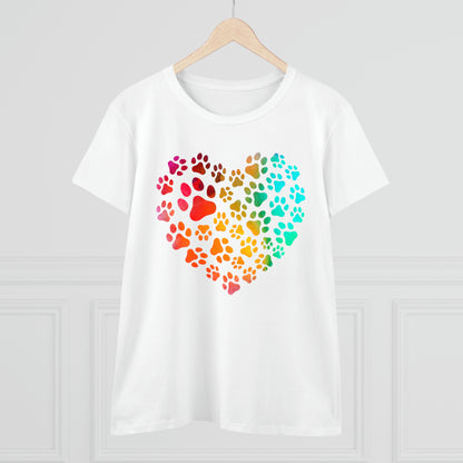 Heart Paws, Women's Midweight Cotton Tee