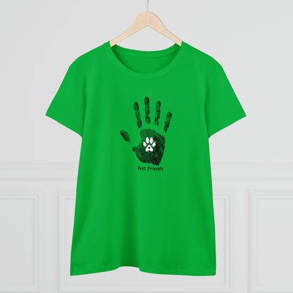 Best Friend, hand and paw - Women's Midweight Cotton Tee