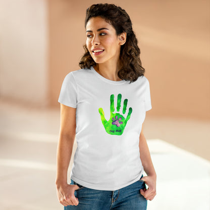 Dog Mom Hand and Paw - Women's Midweight Cotton Tee