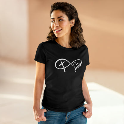 Infinity heart and cross, Women's Midweight Cotton Tee