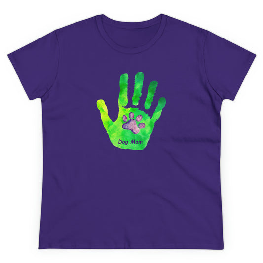 Dog Mom Hand and Paw - Women's Midweight Cotton Tee