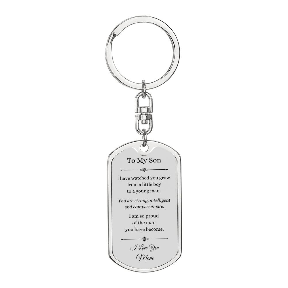 Dog Tag with Swivel Keychain, To Son From Mom