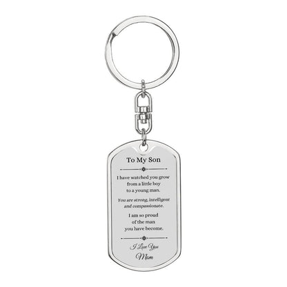 Dog Tag with Swivel Keychain, To Son From Mom