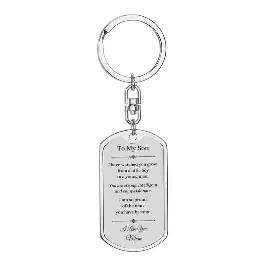 Dog Tag with Swivel Keychain, To Son From Mom