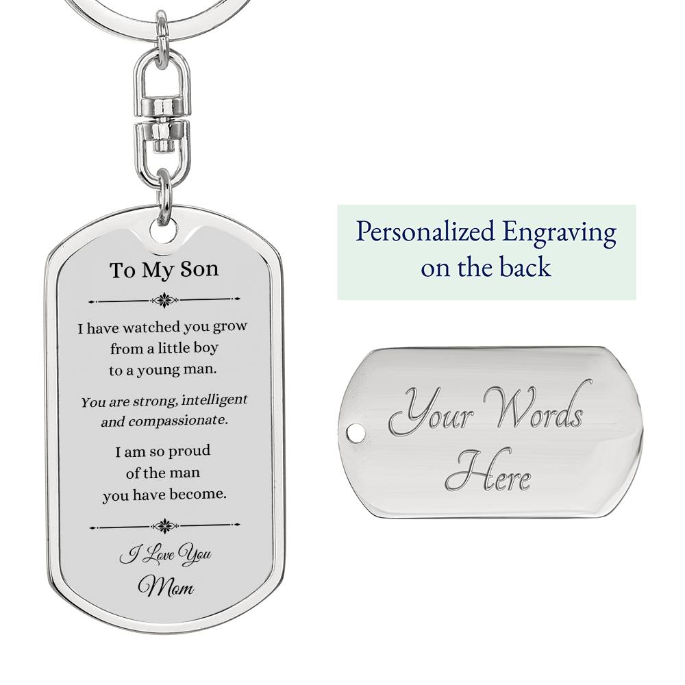 Dog Tag with Swivel Keychain, To Son From Mom