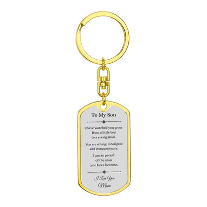 Dog Tag with Swivel Keychain, To Son From Mom