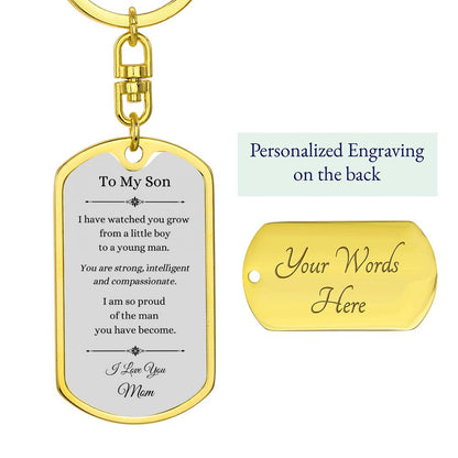 Dog Tag with Swivel Keychain, To Son From Mom