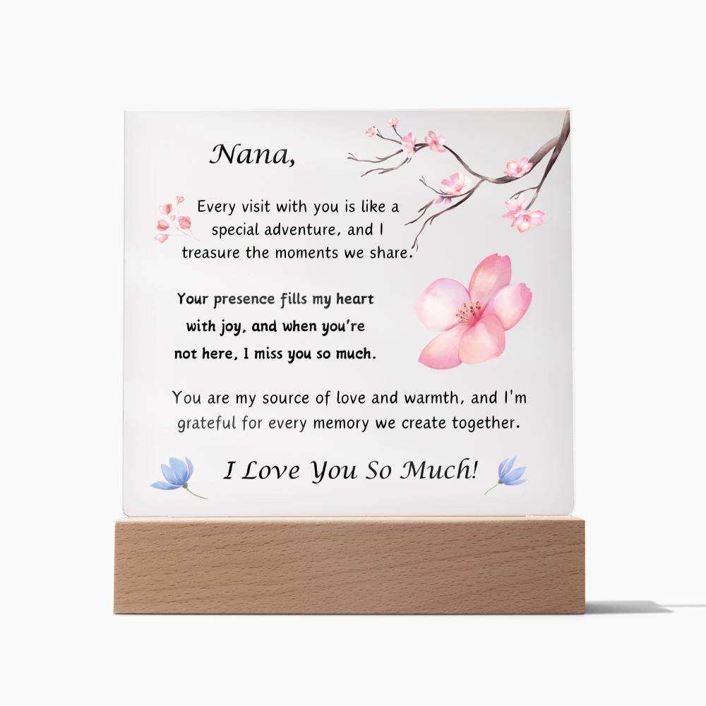 Acrylic Plaque with Optional LED Nightlight -Gift for Nana