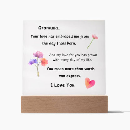 Acrylic Plaque with Optional LED Nightlight - Gift Grandma