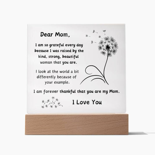 Acrylic Plaque option for LED Base - Gift Mom