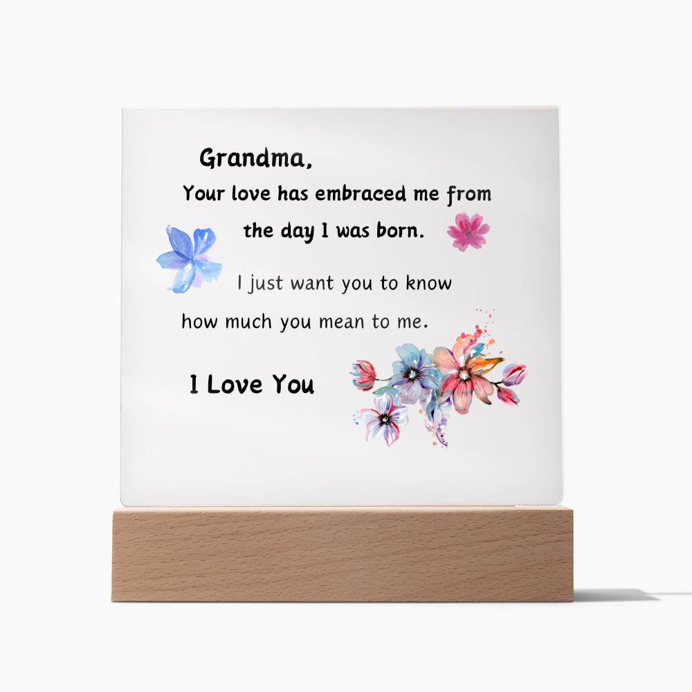 Acrylic Plaque with Optional LED Nightlight - Gift Grandma