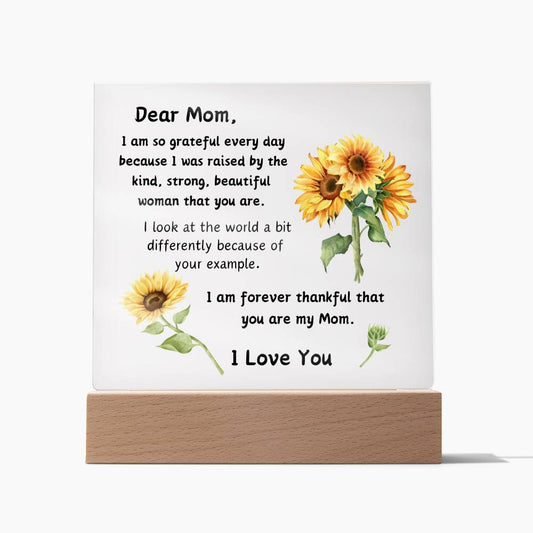 Acrylic Plaque option for LED Base - Gift Mom