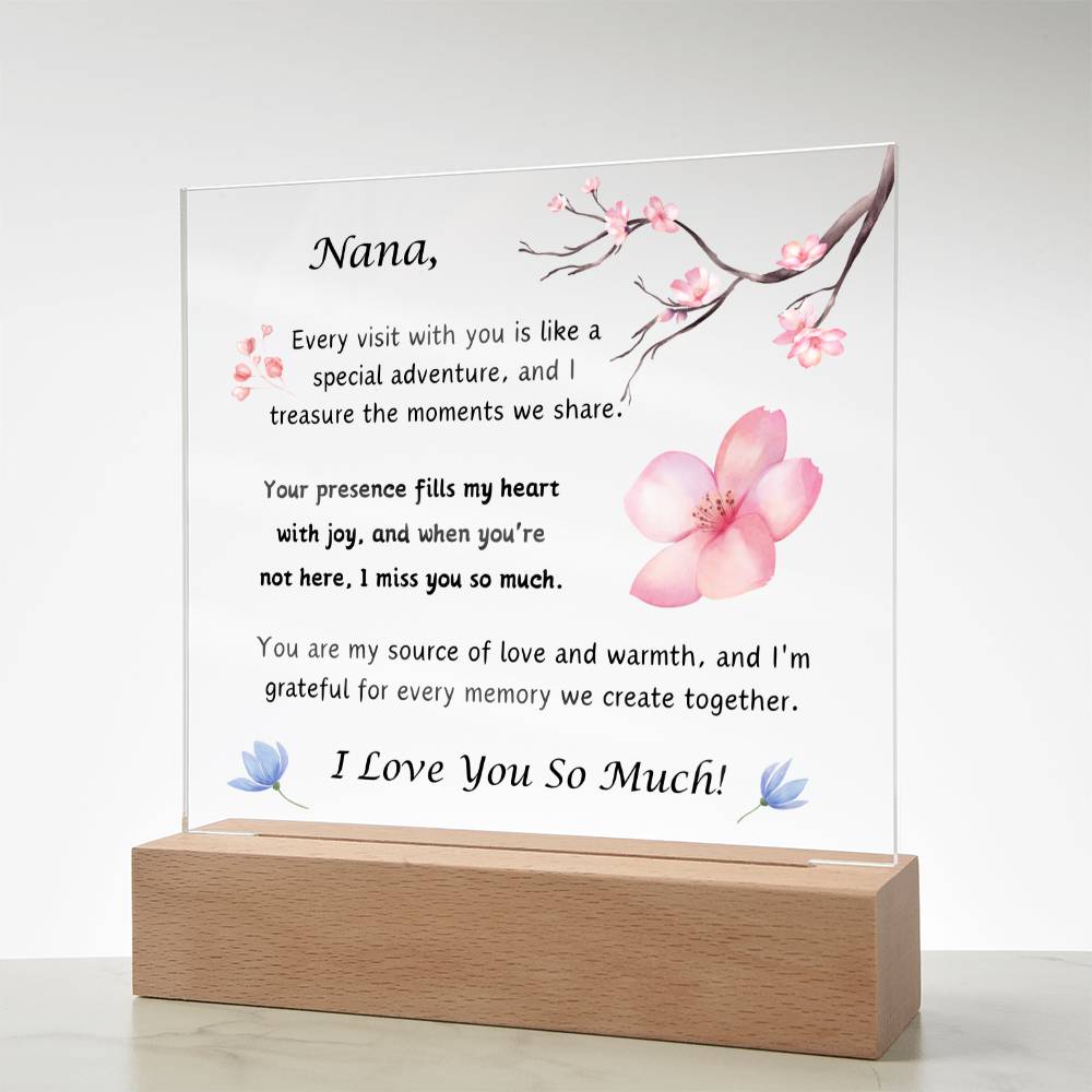 Acrylic Plaque with Optional LED Nightlight -Gift for Nana