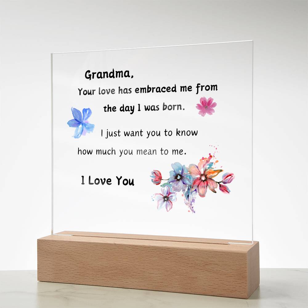 Acrylic Plaque with Optional LED Nightlight - Gift Grandma