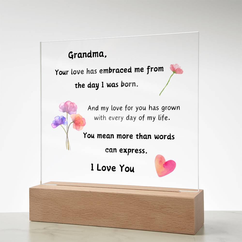 Acrylic Plaque with Optional LED Nightlight - Gift Grandma