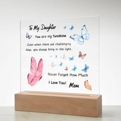 Acrylic Plaque option for LED Base - Gift for Daughter from Mom