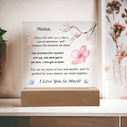 Acrylic Plaque with Optional LED Nightlight -Gift for Nana