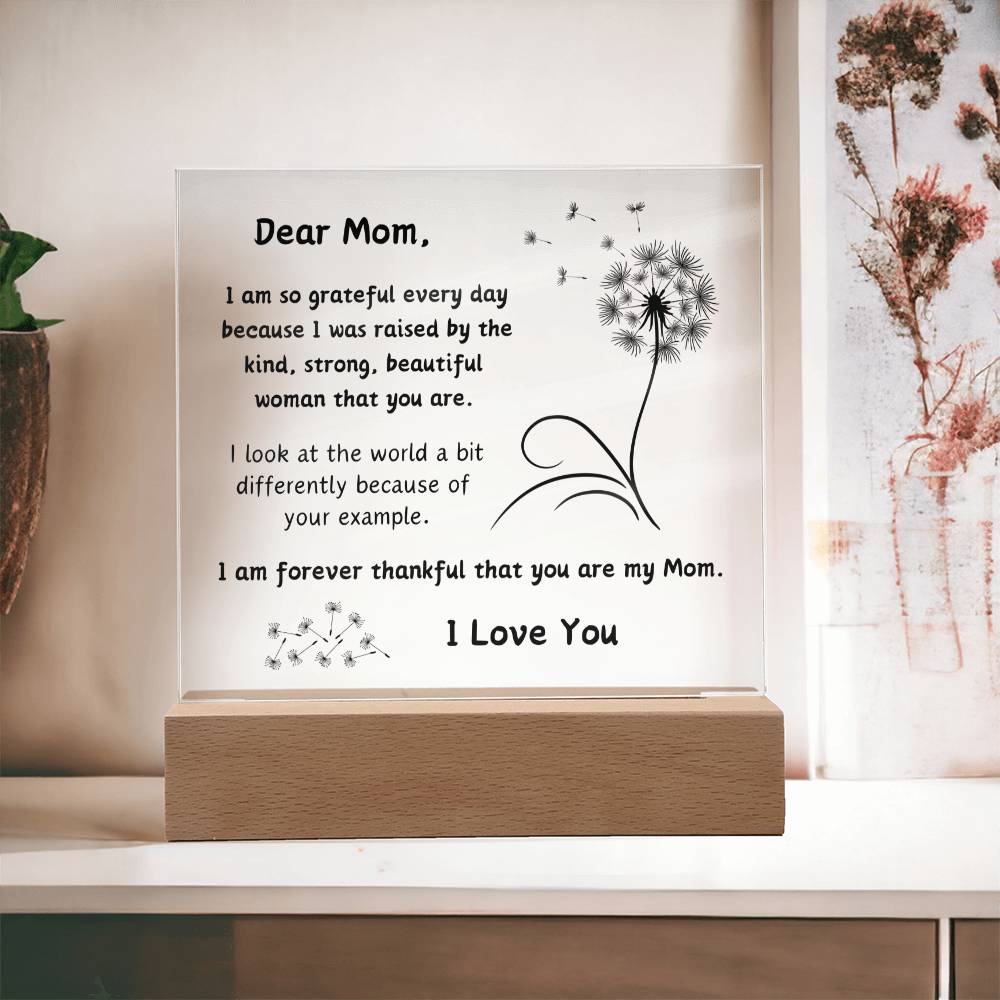 Acrylic Plaque option for LED Base - Gift Mom