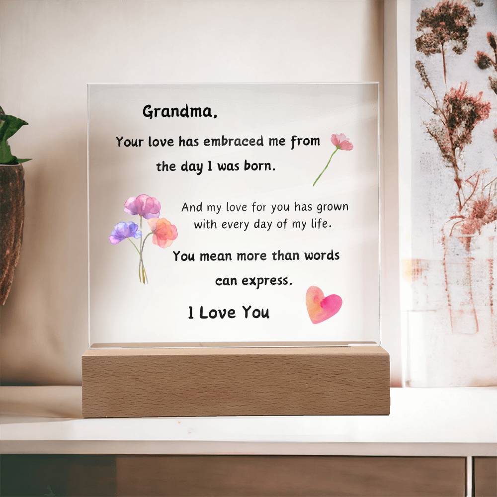 Acrylic Plaque with Optional LED Nightlight - Gift Grandma