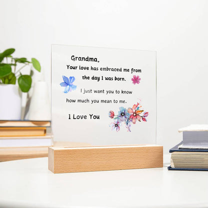 Acrylic Plaque with Optional LED Nightlight - Gift Grandma