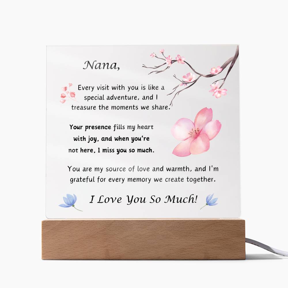 Acrylic Plaque with Optional LED Nightlight -Gift for Nana