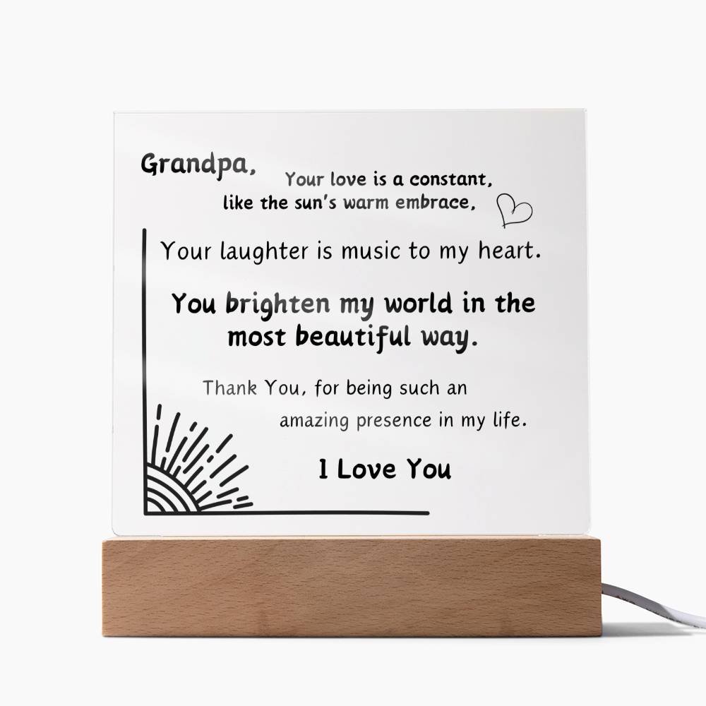 Acrylic Plaque with Optional LED Nightlight - Gift Grandpa