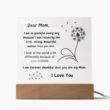 Acrylic Plaque option for LED Base - Gift Mom