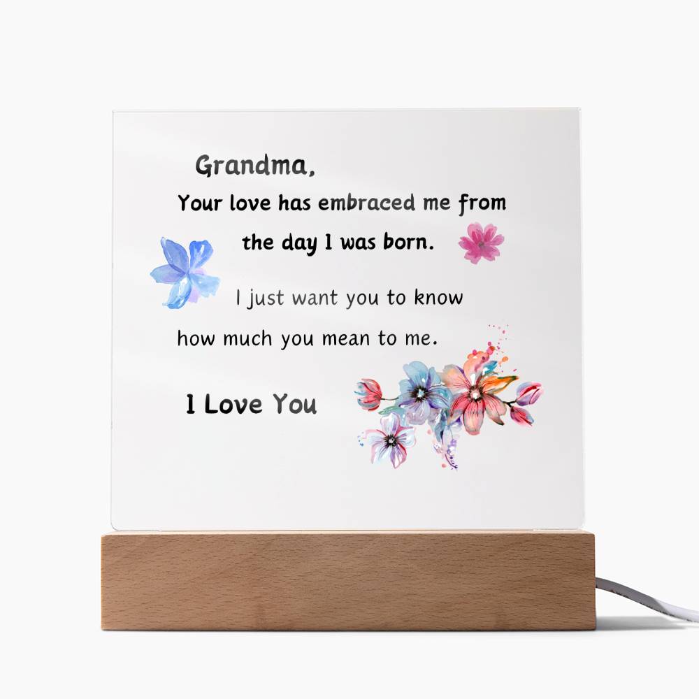 Acrylic Plaque with Optional LED Nightlight - Gift Grandma