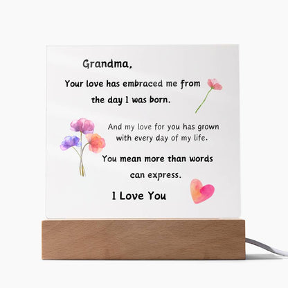 Acrylic Plaque with Optional LED Nightlight - Gift Grandma