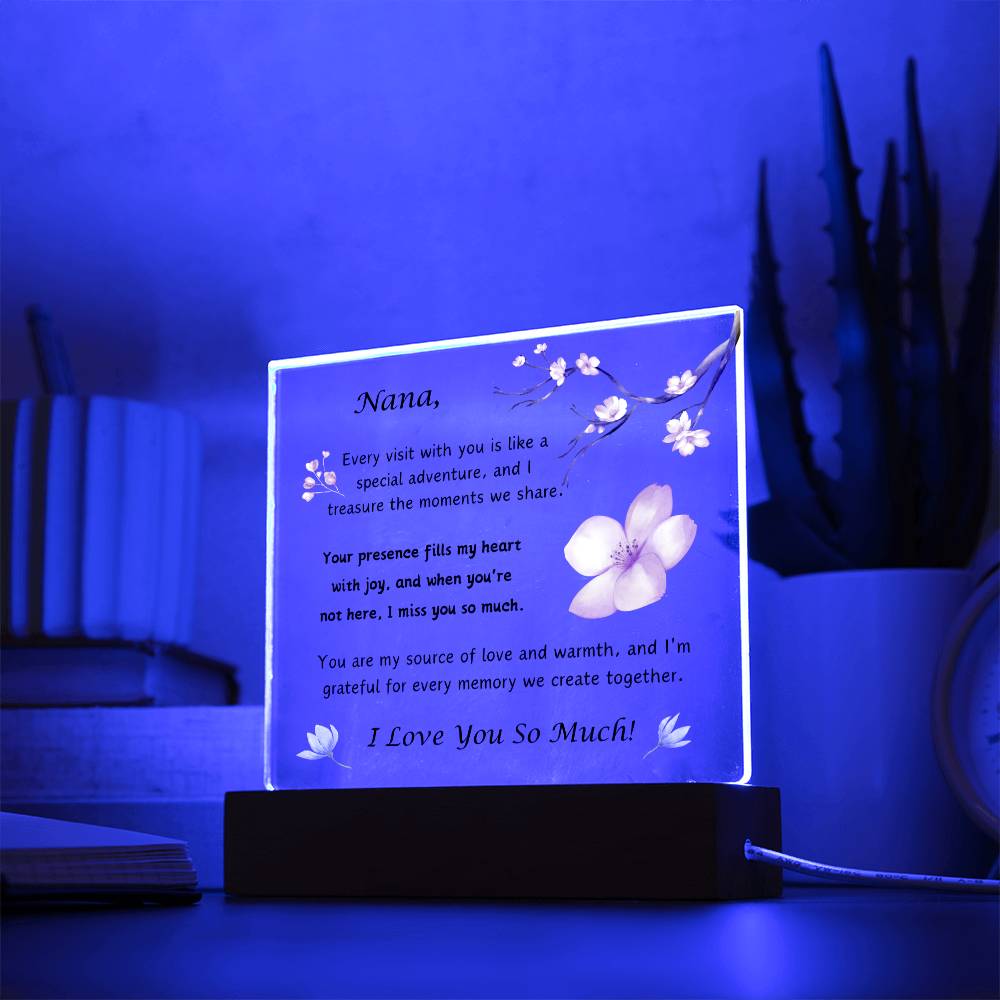 Acrylic Plaque with Optional LED Nightlight -Gift for Nana