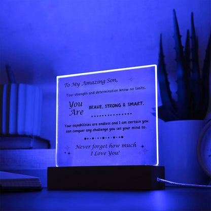 Acrylic Plaque with Optional LED Nightlight -Gift for Son