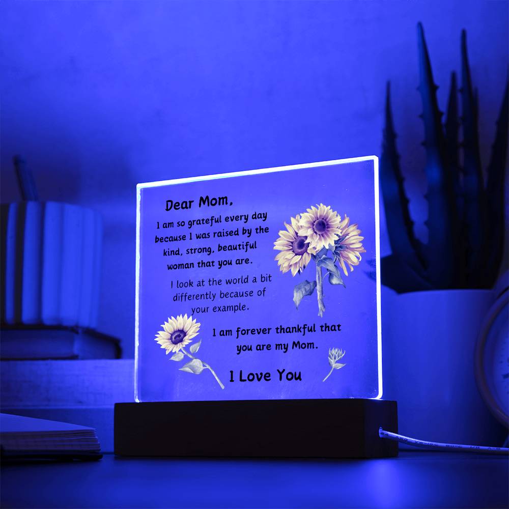 Acrylic Plaque option for LED Base - Gift Mom