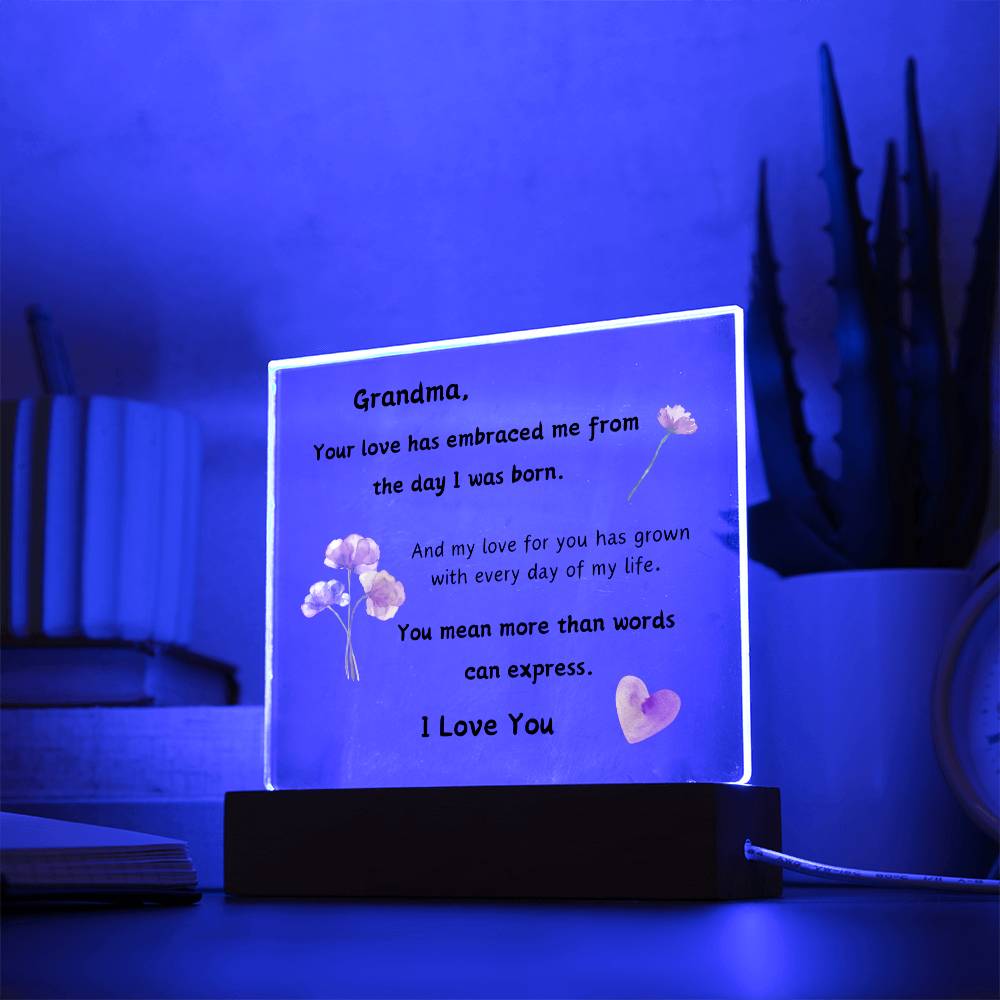 Acrylic Plaque with Optional LED Nightlight - Gift Grandma