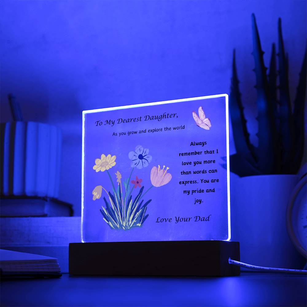 Acrylic Plaque option for LED Base - Gift for Daughter from Dad