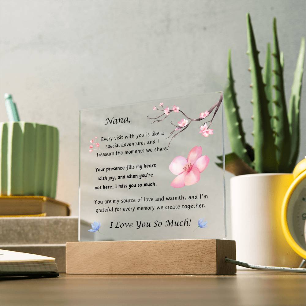 Acrylic Plaque with Optional LED Nightlight -Gift for Nana